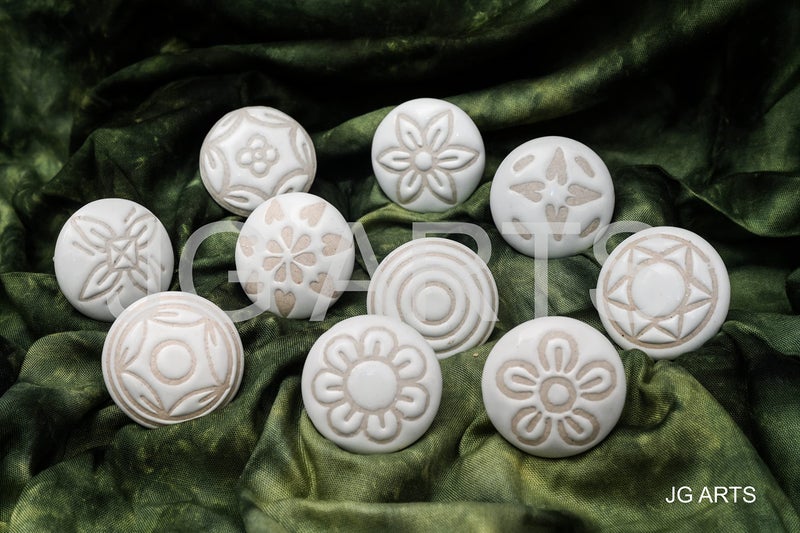JGARTS 20 X Mix Vintage Look White Creame Creme Flower Ceramic Knobs Door Handle Cabinet Drawer Cupboard Pull - Image 3